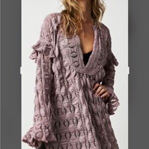 Free People Purple Textured Blouse